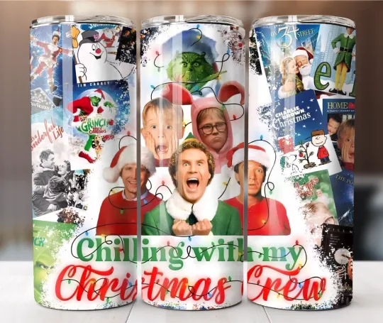 Discover Classic Holiday Movie Crew 20oz Tumbler Christmas Nostalgia Collage Cup Gift