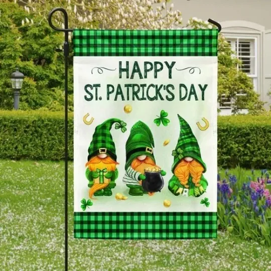 Discover Happy Patrick's Day Gnomes Flag Graden Flag
