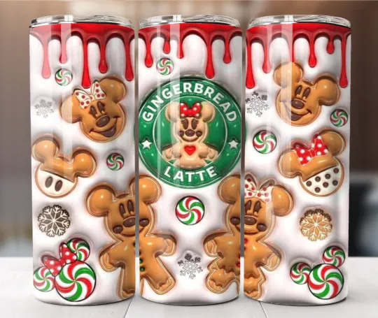 Discover Gingerbread Latte Mouse Coffee Vibes 20oz Tumbler Cozy Holiday Café Cup