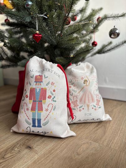 Discover Personalised Nutcracker Santa Sack | Custom Christmas Eve Sack | Personalised Toy Sack