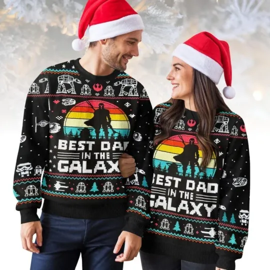 Star Wars Ugly Christmas Sweater, Best Dad in the Galaxy Sweater