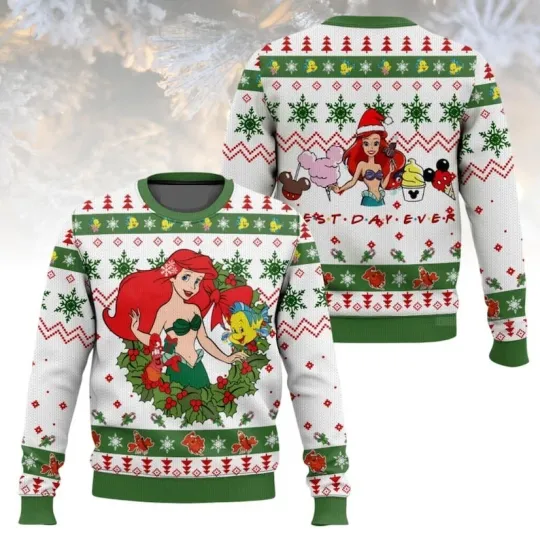 Discover Disney Christmas Ugly Sweater, Little Mermaid Holiday Sweater, Character Christm