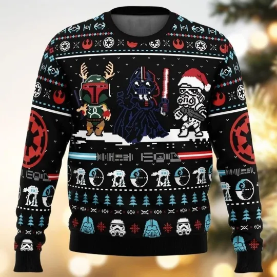 Discover Star Wars Christmas Ugly Sweater, Star Wars Family Sweater, Darth Vader Boba Fet