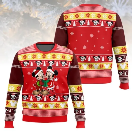 Discover Disney Christmas Ugly Sweater, Mickey Minnie Holiday Sweater, Cartoon Christmas