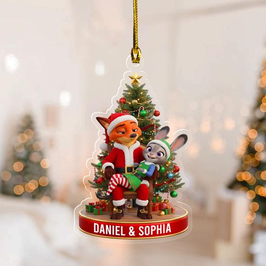 Discover Funny Nick Wilde And Judy Hopps Couple Ornament, Zootopia Christmas Ornament, Disney Xmas Tree Ornament, Custom Xmas Gifts For Couple BZLB10