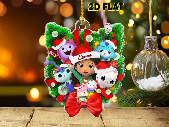 Discover Custom Gabby's Dollhouse Ornament, Gabby 2025 Christmas Ornament, Personalized Dollhouse Acrylic Ornament, Gabby Kids Christmas Ornament