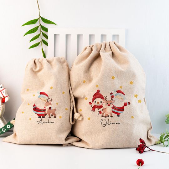Discover Personalized Santa Claus Bag,Christmas Eve Gift Bag,Family Christmas Sacks with Name, Christmas Toy Bag for Kids, Christmas Decoration Gifts