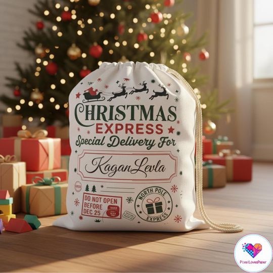Discover Personalized Santa Sack, Custom Christmas Express Mail Bag, North Pole Delivery Gift