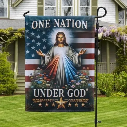 Discover One Nation Under God Jesus Garden Flag for Holidays and Garden Decor