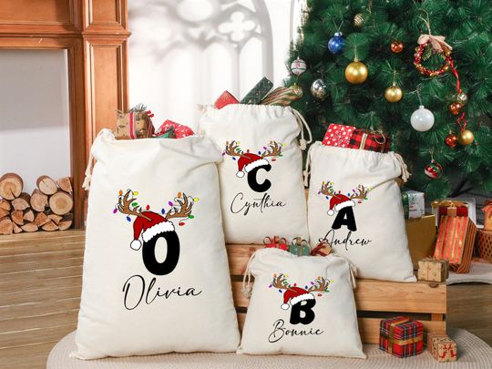 Discover Custom Name Christmas Santa Sack, Personalized Christmas Gift Bag for Kids and Adults, Customized Santa Bag Christmas Custom Stocking Sack