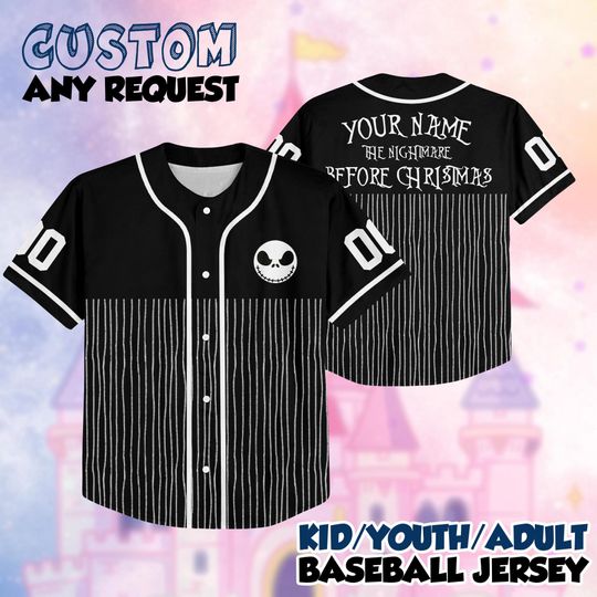 Discover Custom Nightmare Before Jack Skellington Baseball Jersey, Matching Baseball Team Outfit