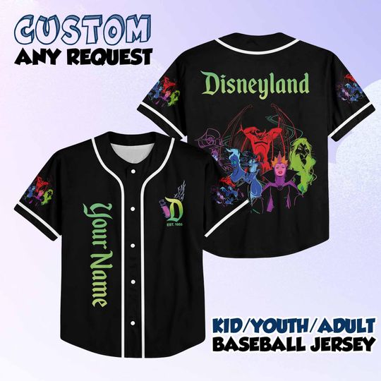 Discover Custom Disney Villains Halloween Baseball, Personalized Maleficent Evil Queen Ursula Cruella Baseball Jersey