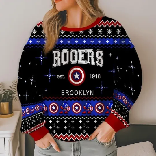 Steve Rogers Christmas Ugly Sweater, Captain America Christmas Sweater