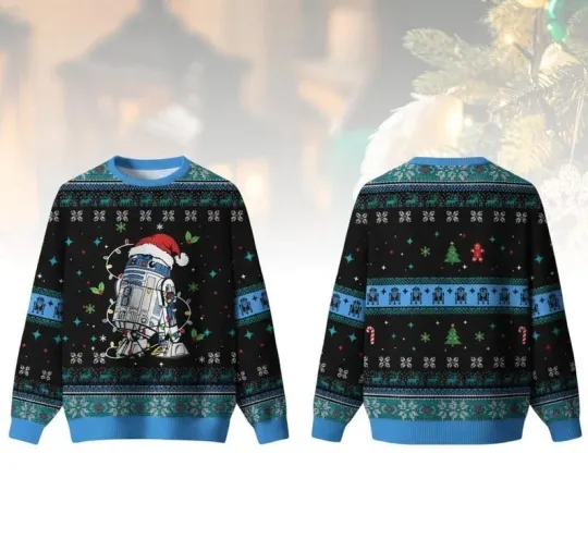 Star Wars Christmas Ugly Sweater, R2D2 Holiday Sweater, Movie Christmas Sweater