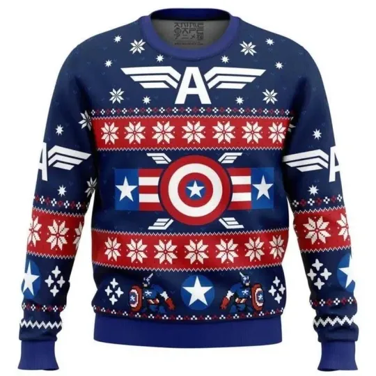Winter Soldier Christmas Ugly Sweater, Captain America Christmas Sweater