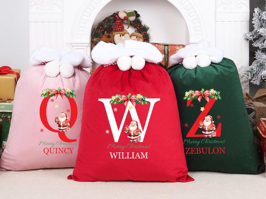 Discover 2025 Personalized Christmas Velvet Santa Sack, Christmas Present Sack, Christmas Gift Bag for New Year,Merry Christmas Bag 2025
