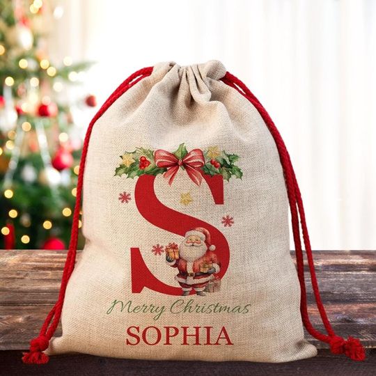 Discover Personalised Santa Sack Add Name Initial, Christmas Present Bag For Children, Custom Christmas Gift Sack, Boy Girl Eve Presents Merry Xmas