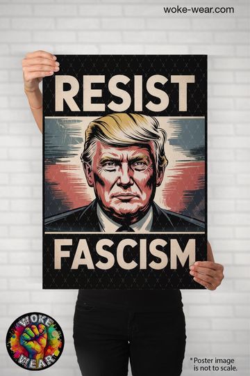 Discover Protest Poster Resist Fascism Fight Trump Regime No Kings in America Democracy Save USA Vertical Poster