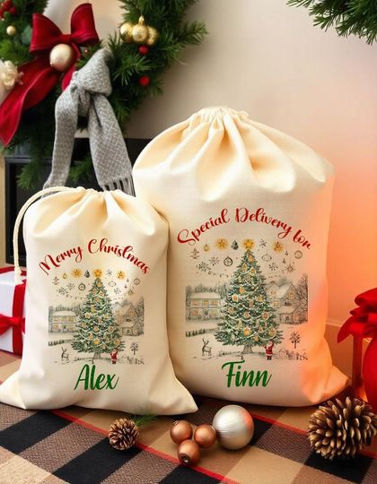 Discover Personalised Santa Sack Christmas Sack Personalised Christmas Toy Sack Name & Initial Christmas Gift Bag Xmas