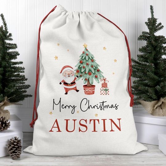 Discover Personalised Santa Sack: Large Christmas Drawstring Bag