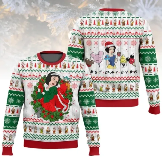 Discover Disney Christmas Ugly Sweater, Snow White Holiday Sweater, Cartoon Christmas Sweater