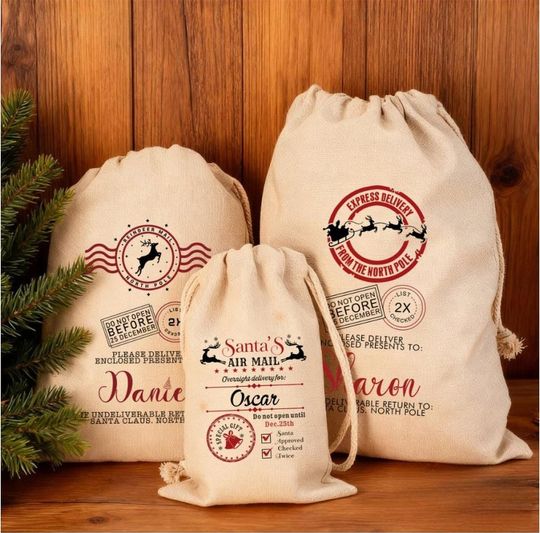 Discover Christmas Present Sack, Personalised Christmas Toy Sack, Santa Bag, Custom Christmas Santa Sack, Santa Sack with Name, Christmas Gift