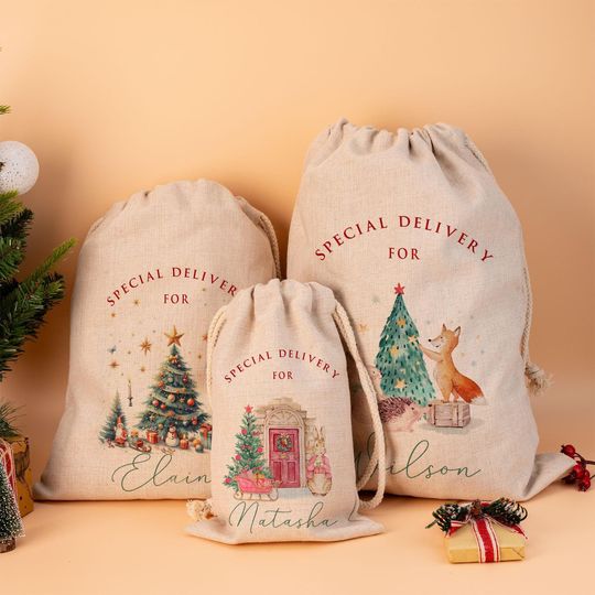 Discover Baby First Christmas Santa Sack, Personalised Santa Sack, Merry Christmas Bag, Family Christmas Gift, Christmas Toy Sack, Xmas Gift for Kids