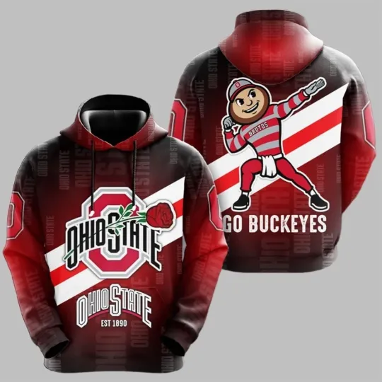 Discover Ohio State Buckeyes EST 1890 Football Fan 3D All Over Printed Hoodie