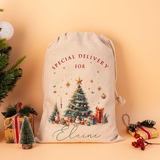 Discover My first Christmas Santa sack, Personalised Santa Sack, Special Delivery Christmas Eve Box, Family Christmas Gifts, Christmas Eve Bag