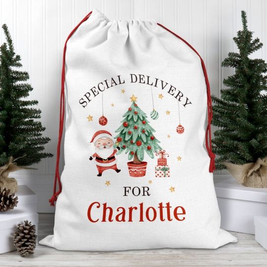 Discover Personalised Santa sack, Santa Sack, Christmas Keepsake, Christmas decor, Christmas bag, Drawstring Bag, Traditional Sack, Christmas Gift