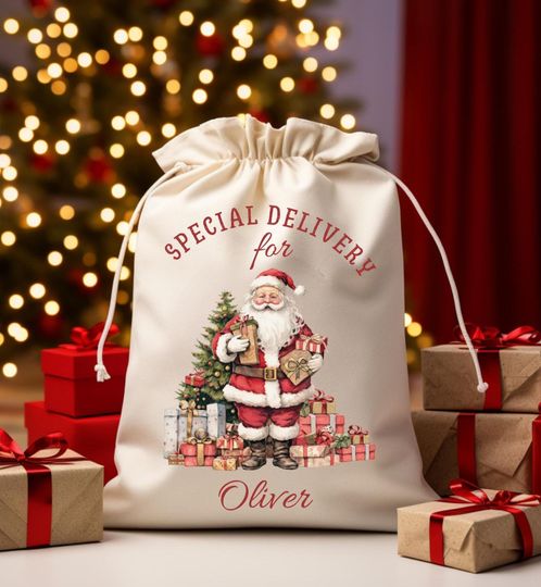 Discover Santa Sack for Kids, Christmas Bag for Presents, Santa Bags with Name, Personalized Gift Bag, Custom Stocking Bags