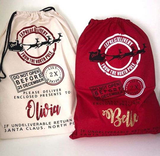 Discover IN STOCK,  Large Christmas Santa Sack- Personalised Xmas Father Christmas  gift bag