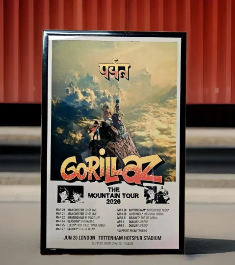 Discover Gorillaz 2026 UK & Ireland Framed Tour Poster