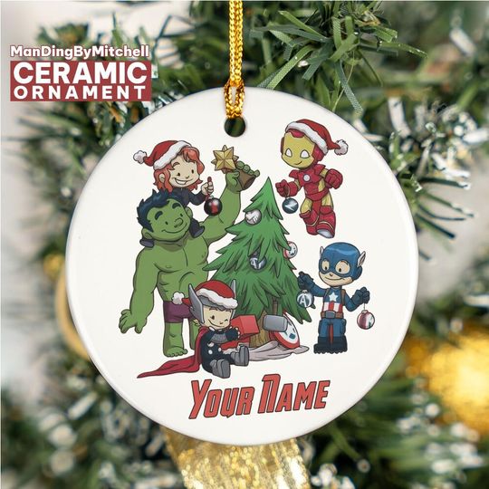 Discover Custom Christmas Avenger Team Ceramic Ornament, Custom Ornament