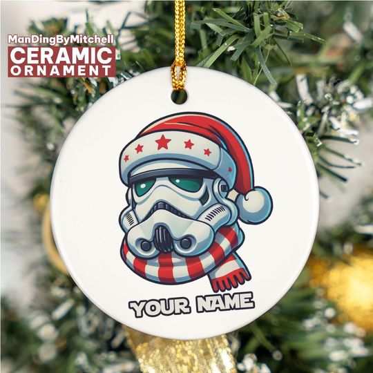 Discover Custom Stormtrooper Hat Christmas Ceramic Ornament, Custom Ornament