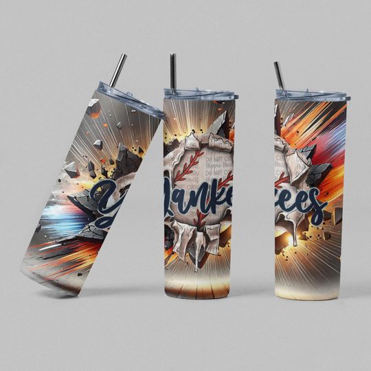 Discover Yankees Skinny Tumbler: 20oz Stainless Steel Travel Mug