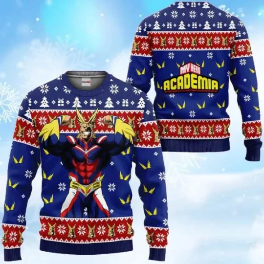 All Might Anime Ugly Christmas Sweater Great For Holiday Celebrations