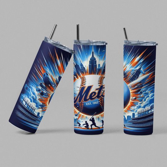 Discover Mets Baseball 20oz Skinny Tumbler: Stainless Steel Travel Mug