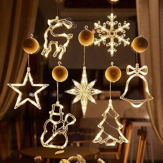 Discover LED Snowflake Window Lights, Christmas Fairy Light Ornaments, Home Xmas Decor, Party Decor, Christmas Tree Decor, Glow Holiday Decoration