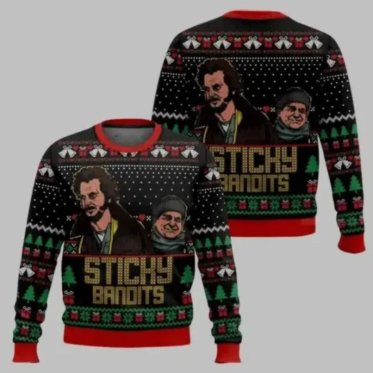 Sticky Bandits Home Alone Xmas Ugly Christmas Sweater