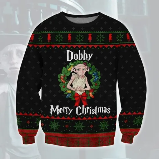 Discover Bg Hp Christmas Dobby Ugly Sweater Gift For Holiday All Size