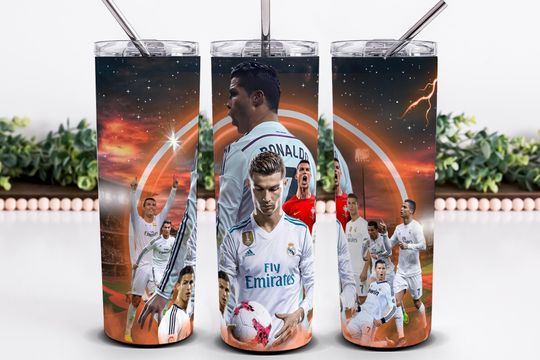 Cristiano Ronaldo Tumbler Wrap, 20oz Football Design, Real madrid tumbler