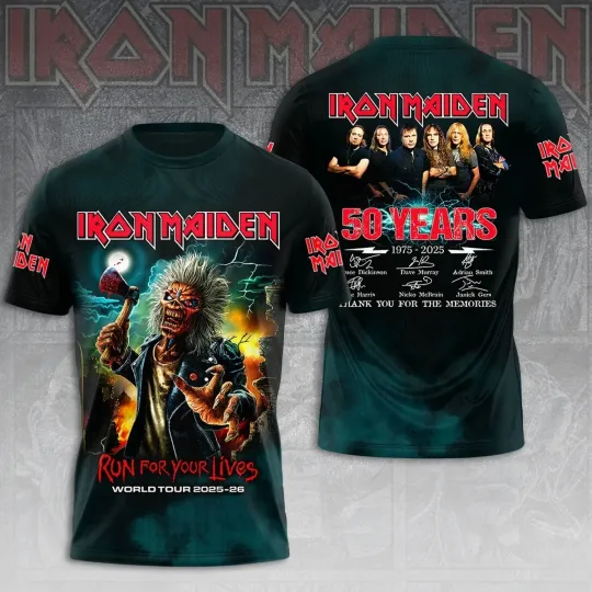 Discover Iron Maiden Inspired Run For Your Lives World Tour 2025-2026 3D Shirt