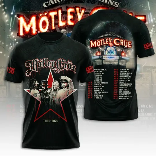 Discover Mötley Crüe The Return Of Carnival Of Sins Tour 2026 3D T-Shirt