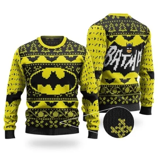 Old School Batman Logo Ugly Xmas Sweatshirt For Classic Hero Fans