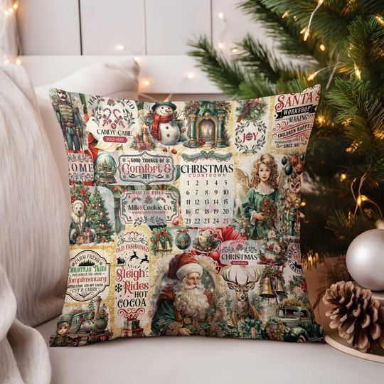 Vintage Christmas Pillow Sublimation Design , Christmas Quotes Pillow Print, Throw Pillow Sublimation, Holiday Pillow