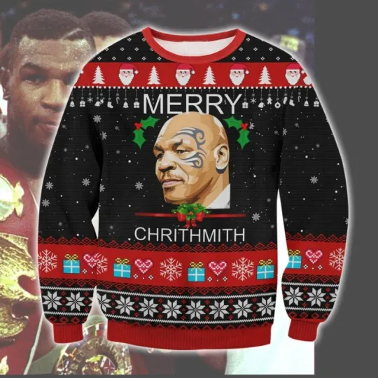 Mike Tyson Merry Chrithmith Christmas Ugly Sweater Gift For Fans