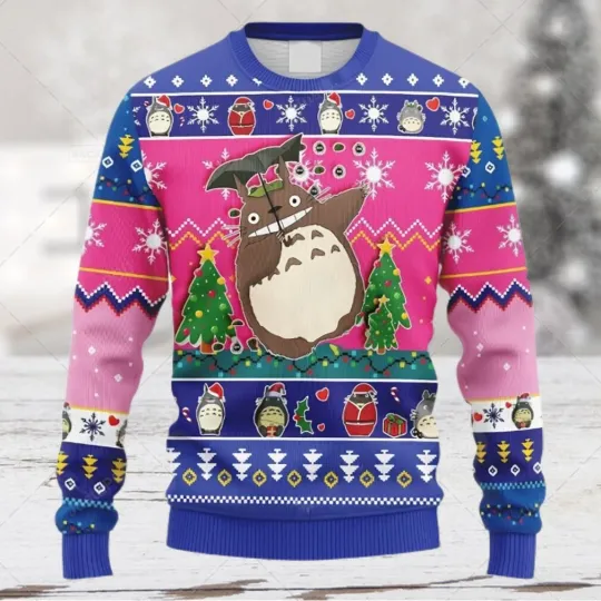 Totoro Christmas Gift Ugly Sweater Gift For Studio Ghibli Fans