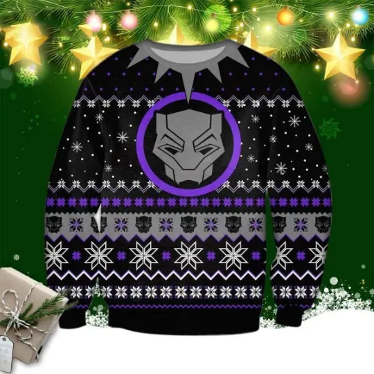Black Panther Marvel Ugly Christmas Sweater Perfect For Holiday Gatherings