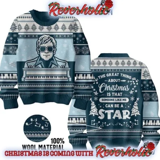 Discover Elton John Be A Star Christmas Gifts For Holiday Christmas Ugly Sweater